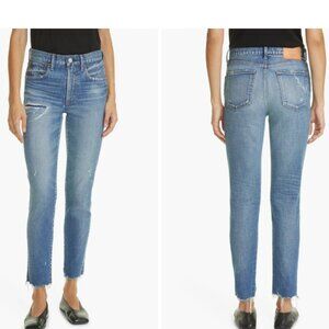 Moussy Hammond High Waist Distressed Raw Hem Skinny Jeans Size 25